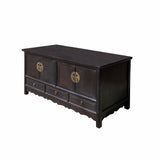 Chinese Dark Brown Stain Low TV Console Table Cabinet cs7123S