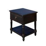 Oriental Distressed Black Brown Lacquer Drawer End Table Nightstand cs7249S