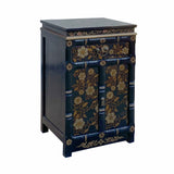 Chinese Black Golden Flowers Side Cabinet End Table Nightstand cs7081S