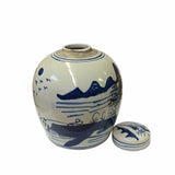 Chinese Oriental Small Blue White Scenery Porcelain Ginger Jar ws1859S