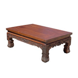 Brown Rosewood Oriental Scroll Carving Rectangular Display Table Stand ws2109S