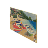 Hand-Painted Ceramic Tile – Colorful Boats on Beach by the Ocean Art ws2678S
