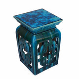 Chinese Ceramic Square Turquoise Green Knot Garden Stand Table cs7006S