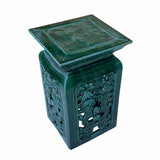 Ceramic Clay Green Square Tall Pedestal Table Bats Dragons Stand cs7010S