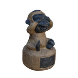 Black Gray Brown Two Colors Stone Monkey Ape See No Evil Figure cs7115S