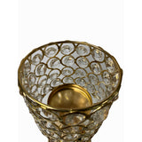 Round Clear Beads Chandelier Look Golden Metal Table Top Candle Holder ws1512S