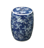 Chinese Blue & White Porcelain Round Butterflies Stool