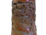 Chinese Bamboo Scenery Carved Brush Pot Holder Display