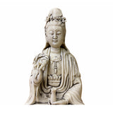 Small Vintage Finish Off White Ivory Color Porcelain Kwan Yin Statue ws1574S