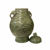 Chinese Ancient style Celadon Ceremonial Jar with Dragon Motif ws1595S