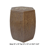 Chinese Hexagon Bamboo Theme Brown Ceramic Clay Garden Stool cs6962S