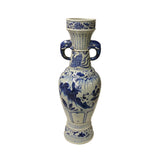 Chinese Blue White Porcelain Scenery Elephant Ears Tall Vase ws1639S