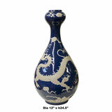 Oriental Dark Navy Blue White Dragon Motif Porcelain Vase ws1592S