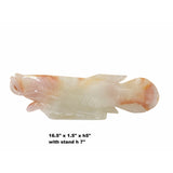 Chinese White Jade Stone Koi / Arowana Fish Fengshui Display Figure ws1775S
