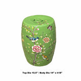 Handmade Apple Green Porcelain Birds Flower Round Stool Ottoman cs6917S