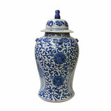 Chinese Blue White Porcelain Flower Phoenix Graphic Temple Jar ws1659S