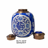 Oriental Handmade Blue White Porcelain Metal Lid Container Urn ws1662S