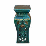 Ceramic Clay Green Square Tall Pedestal Table Flower Display Stand cs7005S