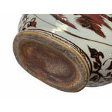 Chinese Off White Brick Blood Red Horses Graphic Theme Flask Vase ws1650S