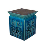 Chinese Ceramic Square Turquoise Green RuYi Garden Stand Table cs6997S