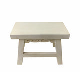 Off White  Lacquer Ru Yi Carving Plain Short Stool Table ws1564S