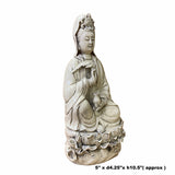 Small Vintage Finish Off White Ivory Color Porcelain Kwan Yin Statue ws1583S