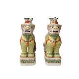 Pair Vintage Yellow Foo Dog Shape Candle Holder Vase Displays ws1766S