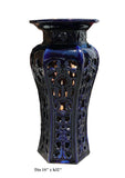 Hand Made Ceramic Clay Navy Blue Round Tall Pedestal Stand, Flower Display Stand vs147S