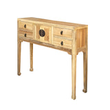 Chinese Oriental Natural Raw Wood Tan Drawers Slim Foyer Side Table cs7174S