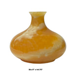 Natural Yellow Brown Stone Carved Fat Round Shape Display Vase ws1818S