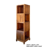Raw Wood Slim Narrow Tall Open Display Storage Corner Cabinet cs7158S