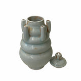 Chinese Handmade Ceramic Celadon White 5 Mouths Motif Jar ws1779S