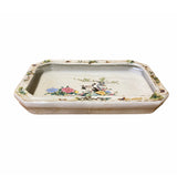 Chinese Off White Porcelain Flower Cranes Rectangular Display Plate ws1820S