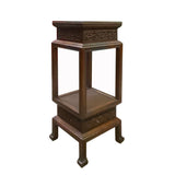 Chinese Huali Light Brown Square Carving Plant Stand Pedestal Table cs7230S