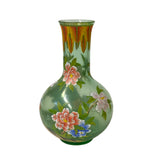 Chinese Light Green Color Flower Birds Graphic Peking Glass Vase ws1879S