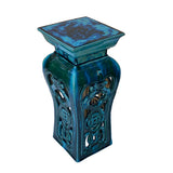 Ceramic Clay Green Square Tall Pedestal Table Flower Display Stand cs7056S