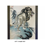 Chinese Black White Ink Lion Theme Scroll Painting Original Wall Art ws1888S