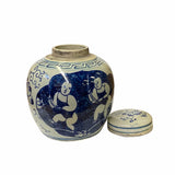 Chinese Oriental Small Blue White Twin Kids Porcelain Ginger Jar ws1858S