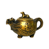 Chinese Handmade Metal Bronze Color Dragon Horse Teapot Display