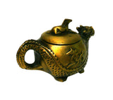 Chinese Handmade Metal Bronze Color Dragon Horse Teapot Display