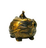 Chinese Handmade Metal Bronze Color Dragon Horse Teapot Display