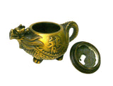 Chinese Handmade Metal Bronze Color Dragon Horse Teapot Display