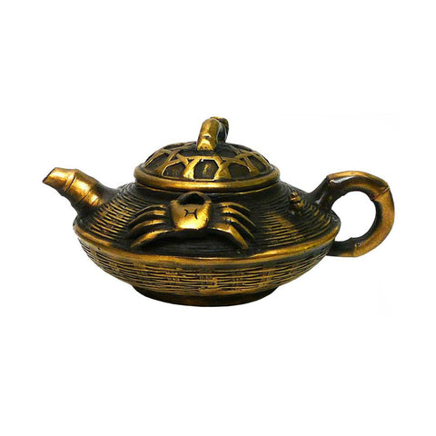 Chinese Handmade Metal Bronze Color Crab Teapot Display