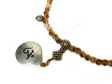 Handmade Cypress Wood Beads Metal Pendant Rosary Praying Necklace cs1036-8S