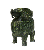 Ancient Green Bronze-ware Ram Ox Ding Incense Burner