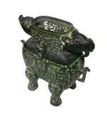 Ancient Green Bronze-ware Ram Ox Ding Incense Burner