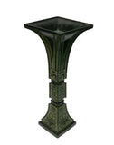 Chinese Green Bronze Vessel Square Tall Vase Display