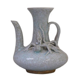 Celadon Crackle Ceramic Pottery 3D Floral Root Teapot Shape Vase