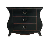 Chinese Black Lacquer Curve Legs 3 Drawers Dresser Cabinet cs1152S