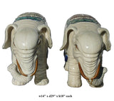Pair Ceramic Handmade Chinese Off White Oriental Elephant Figures cs1155S